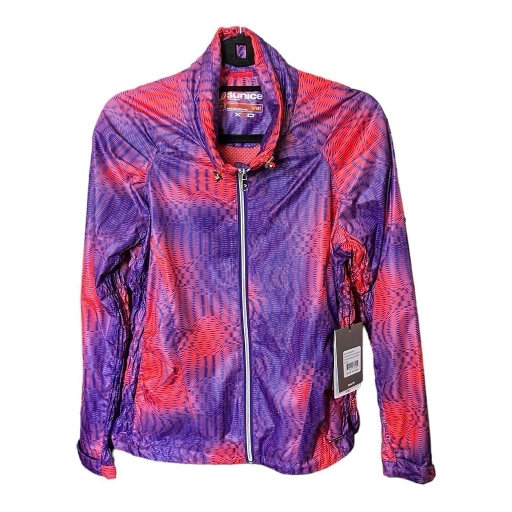 Sunice Wind Jacket Peach Purple Sport Wind Jacket Gathered Side Panels Zip S NWT - Picture 2 of 10